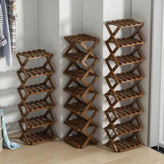 Bamboo Folding Shoe Rack