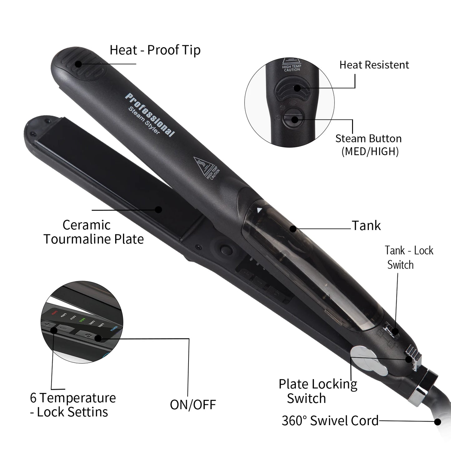 Ceramic Vapor Hair Straightener