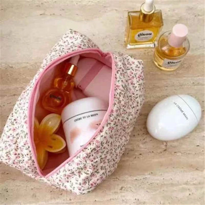 Floral Quilted Makeup Bag