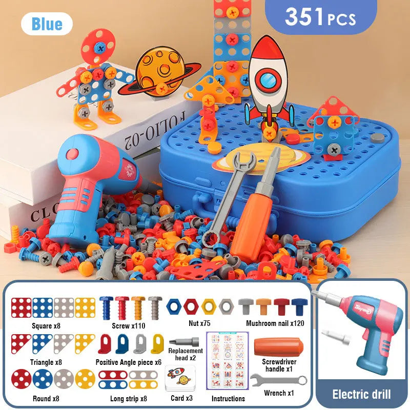 Kids Electric Drill Screw Nut Puzzle Toy Set