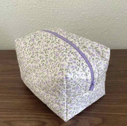 Floral Quilted Makeup Bag