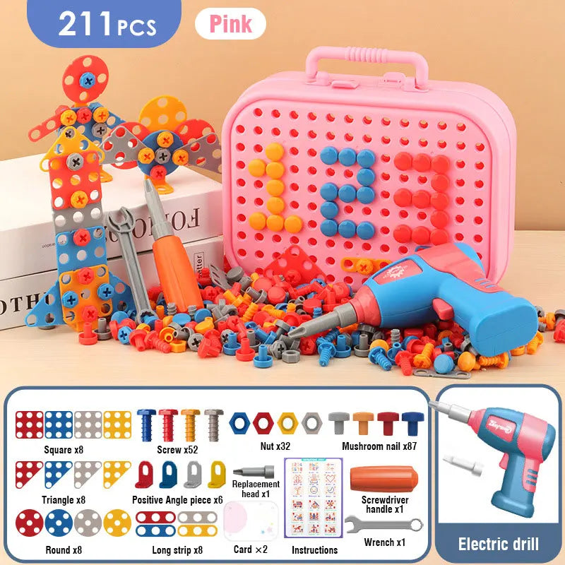 Kids Electric Drill Screw Nut Puzzle Toy Set