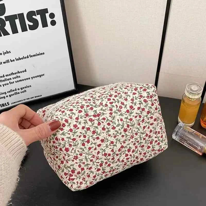 Floral Quilted Makeup Bag