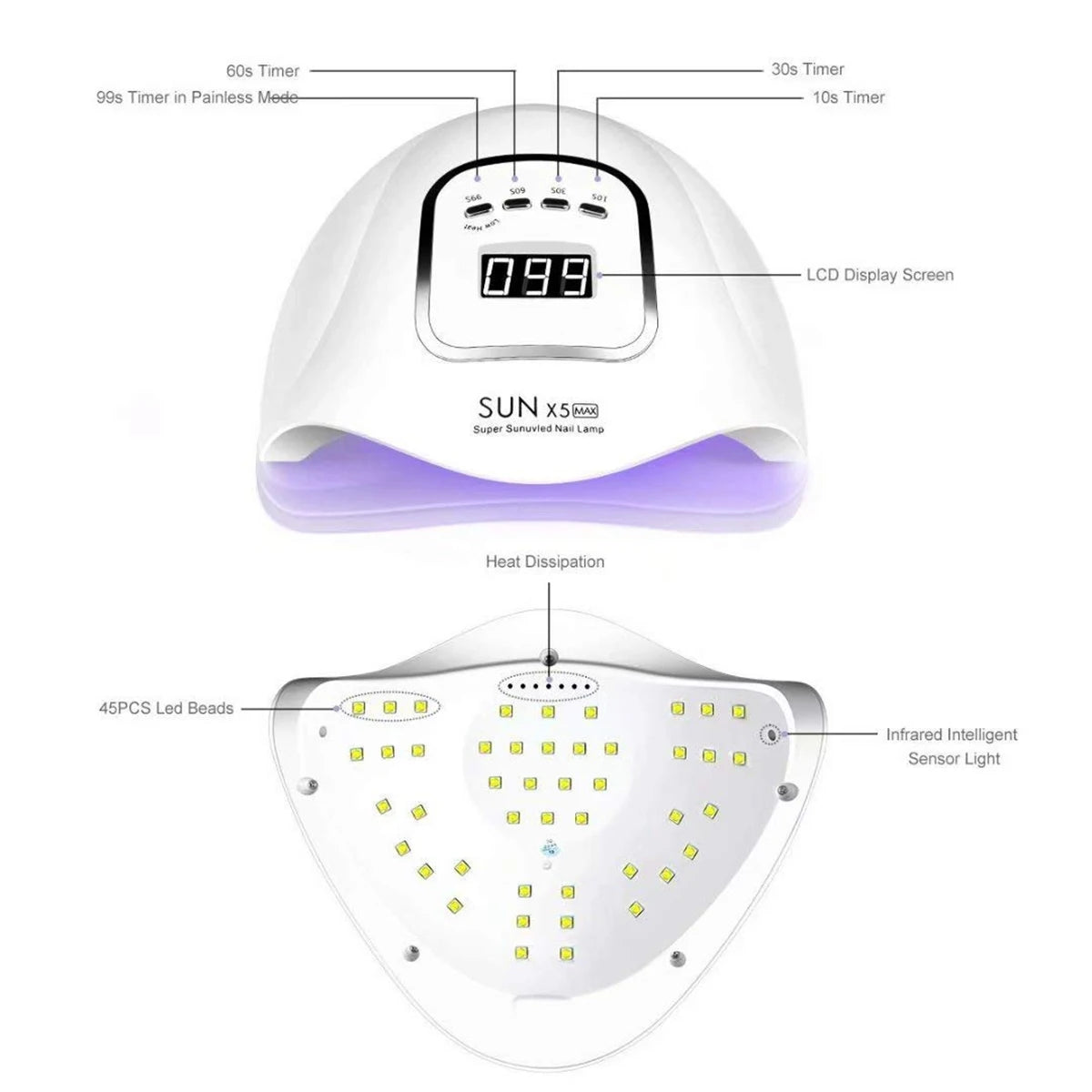 45-Bead LED Nail Lamp