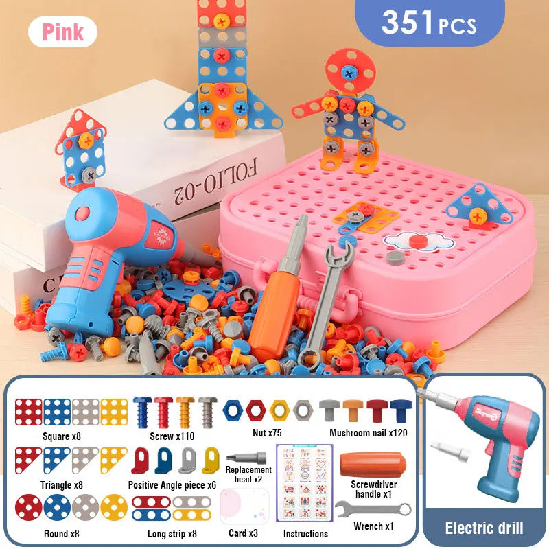 Kids Electric Drill Screw Nut Puzzle Toy Set