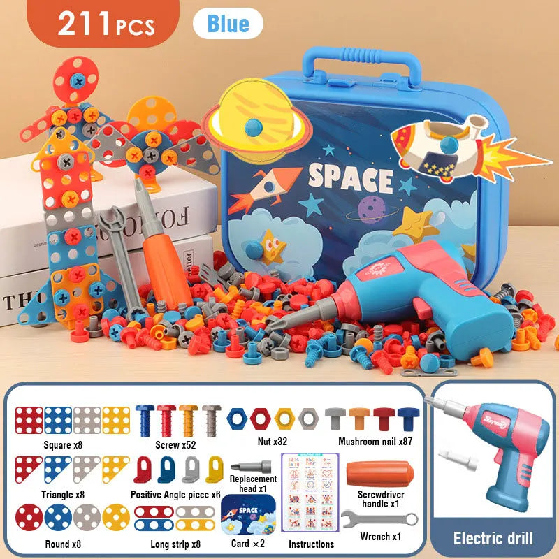 Kids Electric Drill Screw Nut Puzzle Toy Set